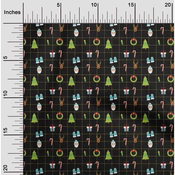 oneOone Cotton Poplin Black Fabric Merry Christmas Fabric For Sewing Printed Craft Fabric By The Yard 42 Inch Wide-CB2