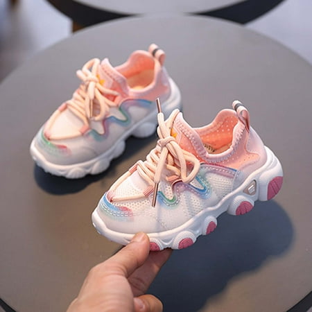 

Hipattires Toddler Boys Shoes Fashion Sneakers Pink First Walking Solid Comfort Sandals Non Slip Girls Shoes