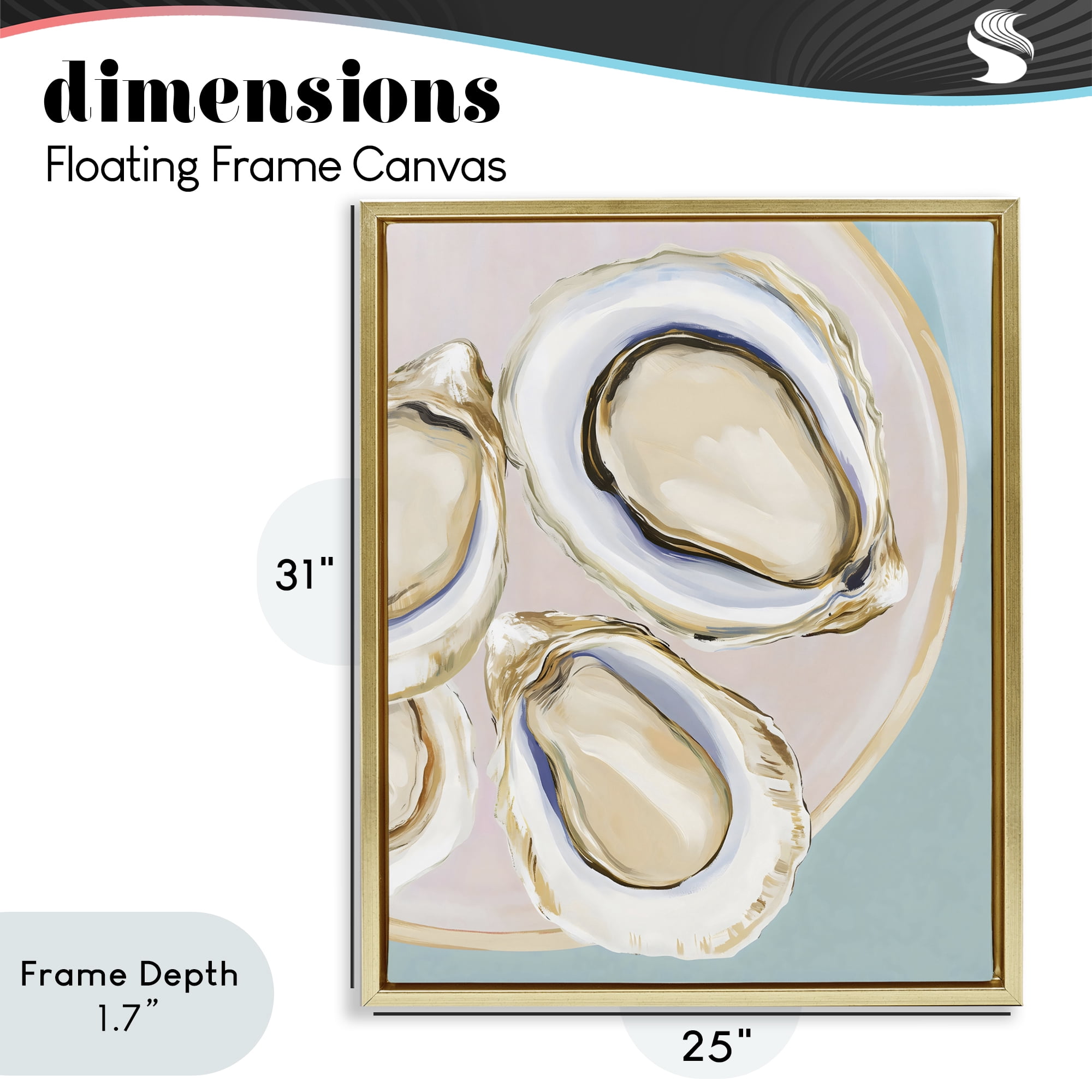 Stupell Industries Plate of Oysters Gold Framed Floater Canvas Wall Art, design by The Prints Vibe