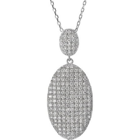 Brinley Co. CZ Sterling Silver Double Oval Pendant, 16 with 1 Extender
