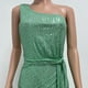 thumbnail image 5 of Vestidos de novia Prolriy para mujer, con un hombro al descubierto, lazo en la cintura, abertura, plisado, lentejuelas, vestidos largos para mujer 2024, vestidos de mujer, verde 2 XL, 5 of 5