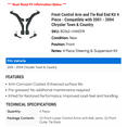 thumbnail image 2 of Front Control Arm and Tie Rod End Kit 4 Piece - Compatible with 2001 - 2004 Chrysler Town & Country 2002 2003, 2 of 2