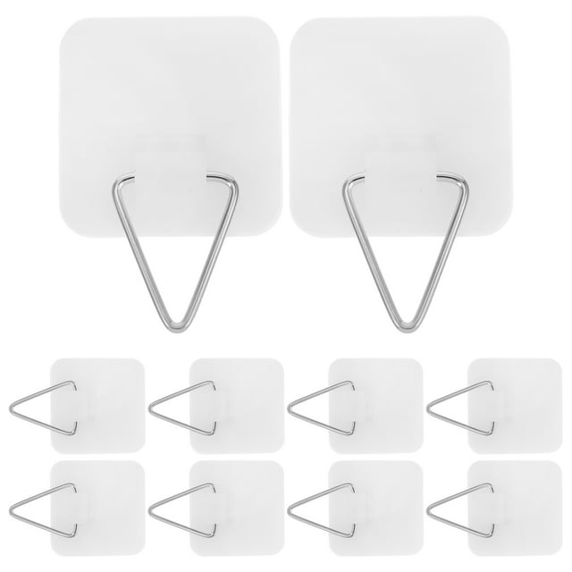 BRIGHTFUFU 10 Uds. Colgadores de placas adhesivas, ganchos de soporte para placas de pared, ganchos para platos decorativos, perchas adhesivas para fotos, imágenes artísticas para pared del hogar
