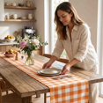 thumbnail image 6 of Virelaxpo Tropical Leaf Table Runner Dining Table Decor Wrinkle Resistant Fabric for Kitchen Party Wedding, 6 of 7