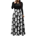 thumbnail image 2 of BaoFuBaoMei Halloween Womens Dress Plus Size Crew Neck Long Sleeve Halloween Ghost Print Maxi Dress High Waist Patchwork Flowy Dresses for Party, 2 of 6