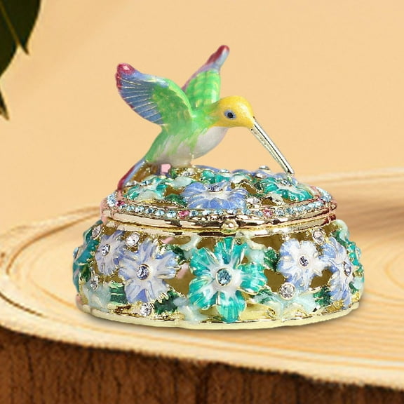 Segolike Enamel Jewelry Box Hummingbird Trinket Box Display Case Gift Keepsake Box Storage Box for Party Anklet Women Valentine's Day