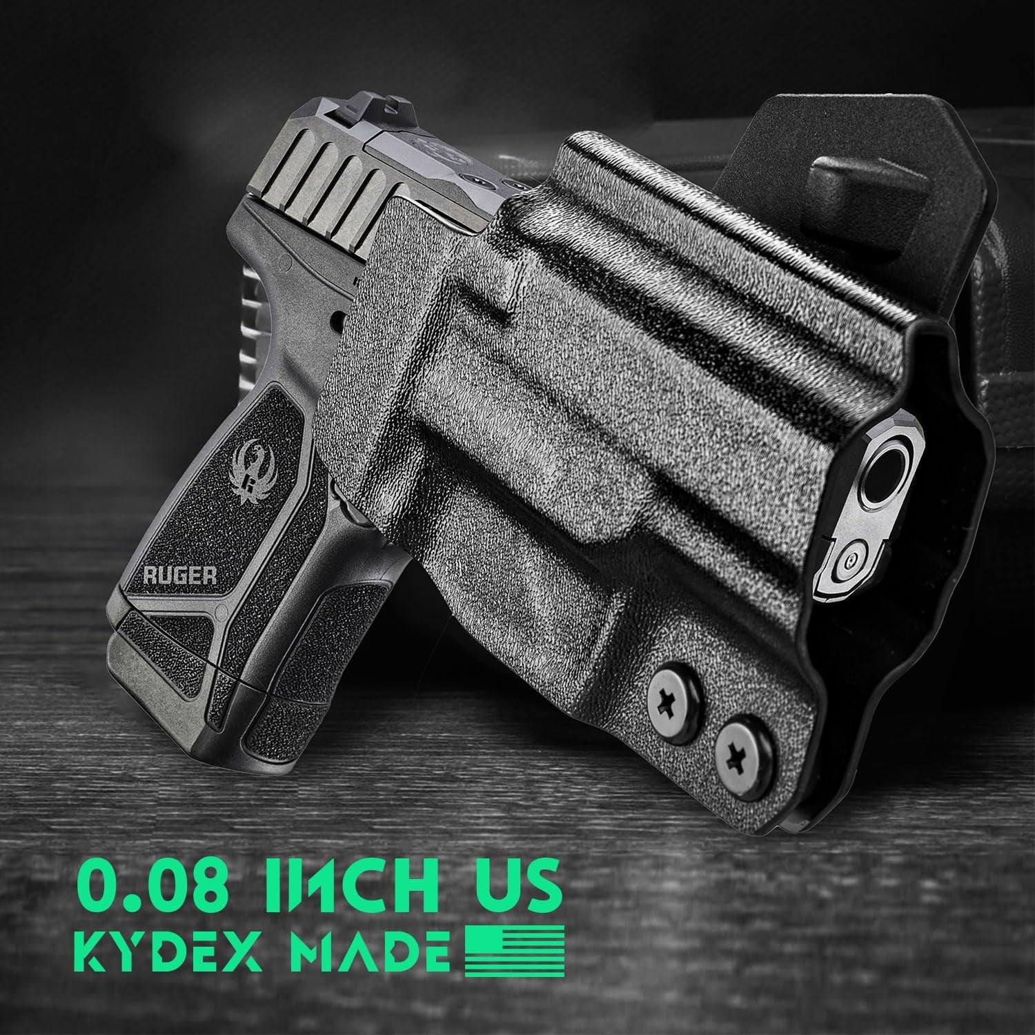 OWB Holster Optics Cut Fit Ruger Max-9 Pistol, Fits 1.5"-1.75" Belt, Optics Cut, Right Hand