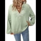 thumbnail image 1 of Blusa de Bordada con Cuello en V y Larga Estilo Bohemio para Mujer Verde Matcha L, 1 of 10