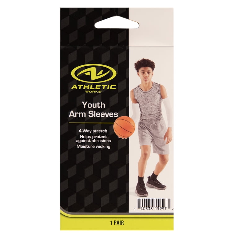 Athletic Works Youth Arm Sleeves, White, 4-Way Stretch photo 2