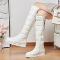 thumbnail image 3 of Platform Knee High Winter Snow Boots for Women with Fleece Lined Waterproof Warm Hidden Wedges Tall Boots, 3 of 7