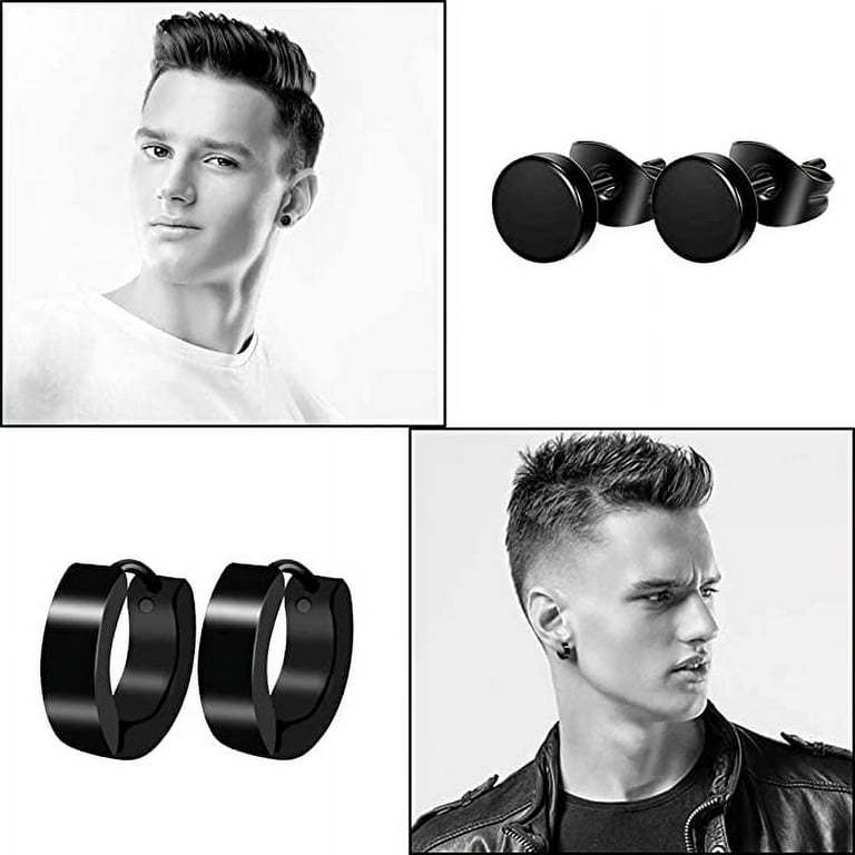  ONESING 12 Pairs Black Magnetic Earrings for Men Clip