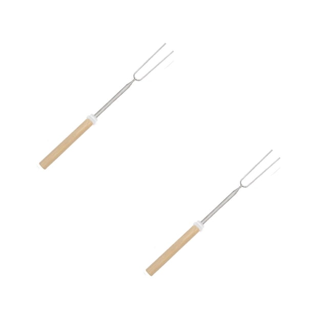 Oleegame 2PC Extendable Stainless Roasting Sticks 5 Pack 32" For S' Hot Dogs And Fire White