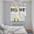 thumbnail image 6 of 2 Panels Kitchen Tier Curtains 39 Inch Length, Rustic Grommets Window Treatment Curtain, Eucalyptus Leaves Green Wreath Wooden Plaid Home Thermal Curtains Drapes for Living Room/Bathroom, 6 of 9