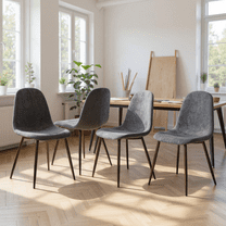 Homy Casa Set of 4 Modern Studio Chairs Upholstered Side Chairs with Ergonomic Curved Back and Sturdy Metal Legs for Creative Workspace Dining Room and Apartment