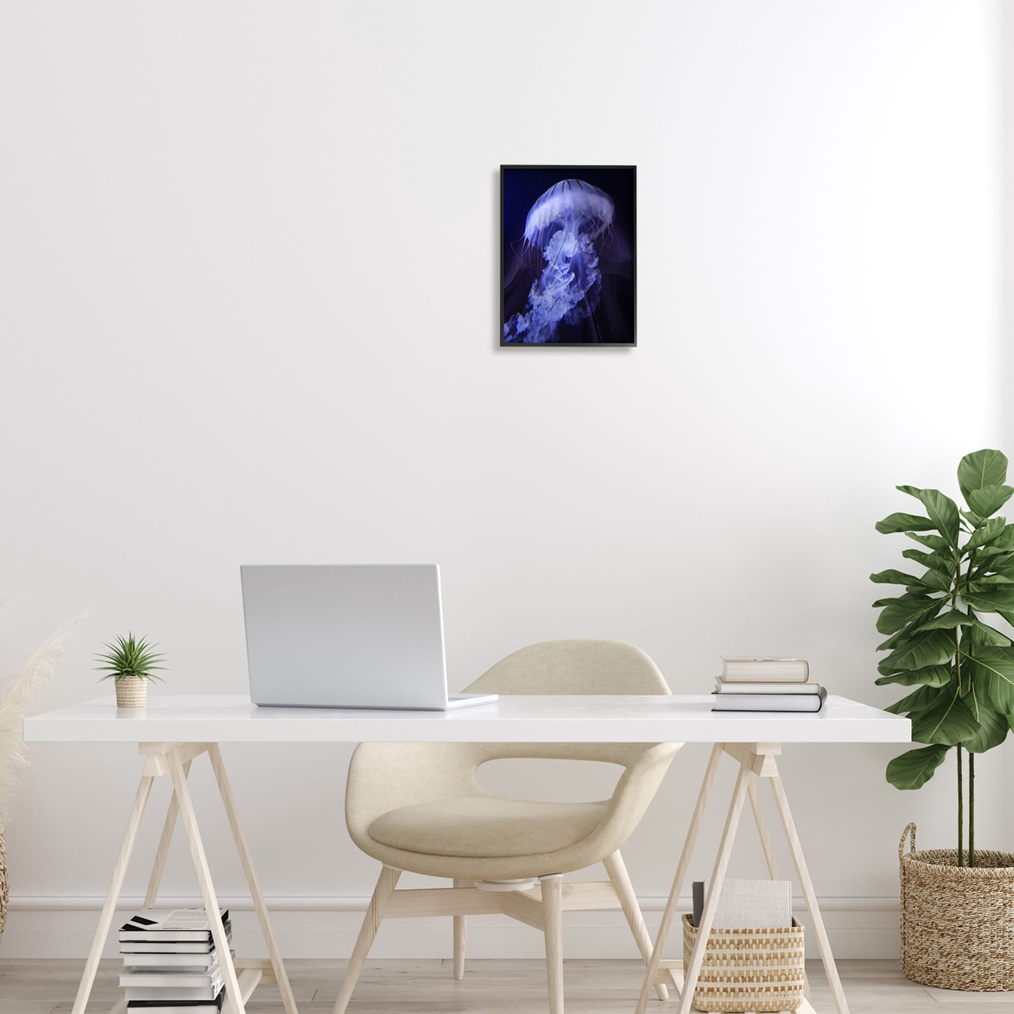 Stupell Industries Magical Purple Detailed Jellyfish Ocean Sea Life Framed Wall Art, 16 x 20, Design by Steve Hunziker