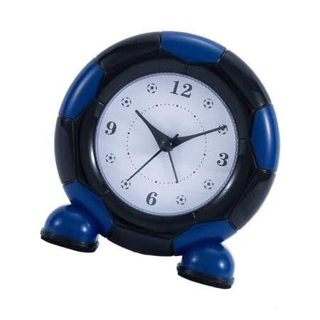 Contemporary Soccer Shape Analog Alarm Clock Quiet Mechanism Arabic Numerals Battery Operated For Travel Dorm Decors