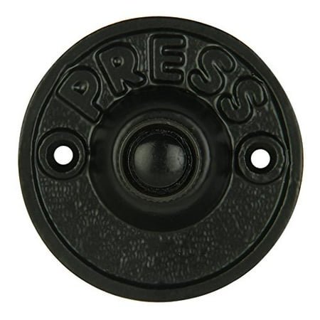 Wired Iron Circular Doorbell Chime Push Button in Black Powder Coat Finish Vintage Decorative Door Bell with Easy Installation, 2 5/8" diameter