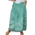 thumbnail image 2 of WXLWZYWL Women's Linen Maxi Skirt with Pockets - Floral Print Casual Elastic Waistband Flared Long Skirt 2024 Fall Fashion, 2 of 5