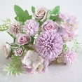 thumbnail image 3 of Decoración floral para el hogar ramo de flores rosas artificiales boda tela de seda nupcial ramo de flores falsas, púrpura claro 3 Piezas Kearding HA6621-01B*3, 3 of 5