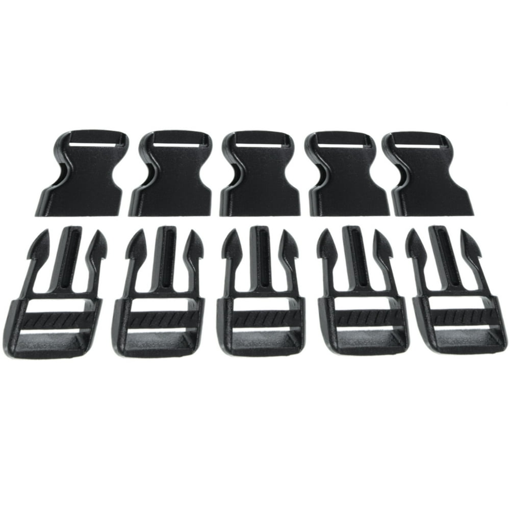 1 Inch Side Release Plastic Black Clip Buckles 5 Pack USA Made Quick