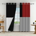 thumbnail image 3 of Aofoto Red Grey Black Curtains, Geometric Square Pattern Window Drapes for Kids Boys Girl Modern Abstract Blackout Curtain, 52 x 84 inches，2 Panels, 3 of 6