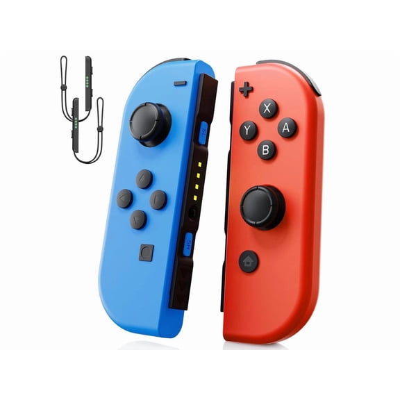 For Switch Controller, Wireless Controller Compatible for Nintendo Switch/OLED/Lite with 6-Axis Gyro Sensor/Double Vibration/Wake-up/Screenshot Controller Switch with Wrist Strap Red and Blue