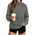 thumbnail image 2 of Women's Half‑Zip Hooded Anorak Jacket, Oversized Pullover Windbreaker with Kangaroo Pocket & Drawstring Hem for Casual Travel Daily Wear Gray M(M), 2 of 9
