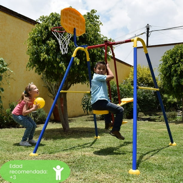 Columpio para niños Enerplay, Balancín, Resbaladilla y Canasta