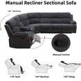 thumbnail image 6 of Recliner Sofa Set ,Manual Reclining Sectional Couch Set with Cup Holders,Living Room Furniture,Corduroy L-Shaped Recliner Couch Set for Living Room Home Office (Dark Grey, Sectional), 6 of 9