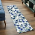 thumbnail image 3 of Runner Rug 2'x6', Navy Blue Roses Washable Non-Slip Hallway Runner Rugs, Spring Floral Elegant Pastoral Botanical Bedside Rugs Floor Mats Carpet Runners for Kitchen Bathroom Laundry Room, 3 of 8