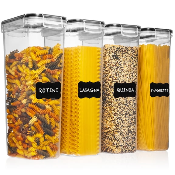 Shazo 4 Pack 2.8L Airtight Food Storage Containers with Lids – Spaghetti & Pasta Containers for Pantry Organization, BPA Free Kitchen Canisters for Cereal, Flour, Sugar, Rice & Dry Food Storage