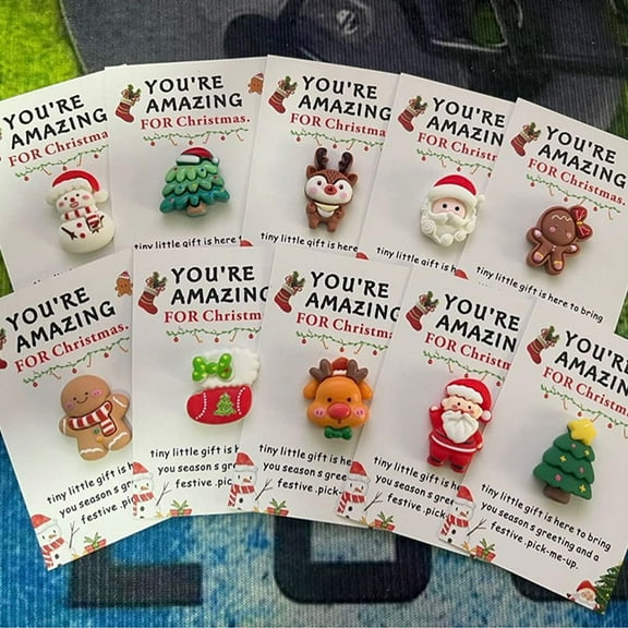 20pcs Mini Santa Snowman With Heartwarming Cards, Positive Gift Christmas Party Favors