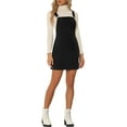 thumbnail image 1 of Unique Bargains Robe Salopette Tablier en Velours Côtelé à Bretelles Réglables pour Femme Noir P, 1 of 6