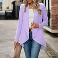 thumbnail image 4 of VSSSJ Women's Long Sleeve Cardigan Casual Open Front Drape Cardigan Lightweight Duster Irregular Hem Cardigans Tops Purple M, 4 of 8