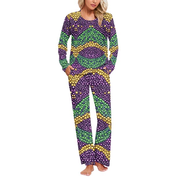 Puntoco Conjunto de pijama cómodo para mujer, conjunto de pijama con parte superior y pantalones casuales con estampado degradado para mujer