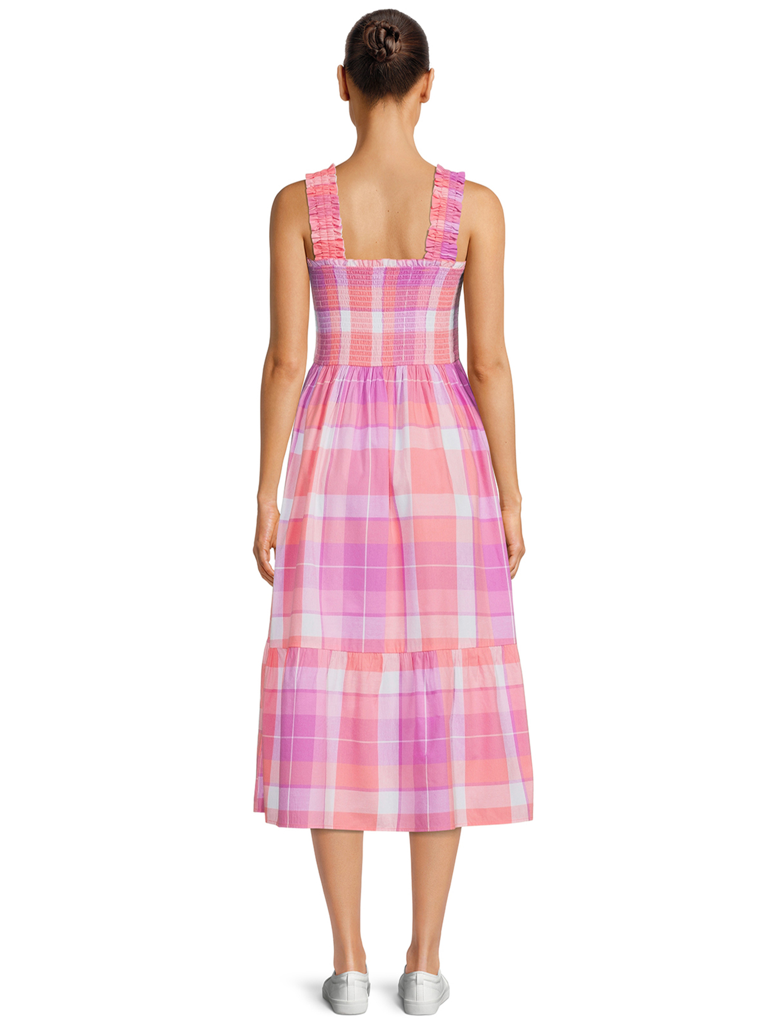 Time and Tru Women's Smocked Midi Dress with Ruffle Straps - image 3 of 5