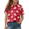 thumbnail image 3 of Grblisyd Girls Shirts Cute Animal Print Short Sleeve Collar Polo Shirts Casual Loose School Uniform Shirt, 3 of 6