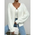 thumbnail image 6 of Women'S Elegant Cardigan Sweater Solid Color V-Neck Fashion Beaded Knitted Top Coat Sweater White M, 6 of 9
