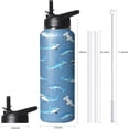 thumbnail image 2 of 40oz Cute Shark Water Bottle with Handle and Flip Straw, Sports Stainless Steel Insulated Cup, Travel Coffee Mug Tumbler, Birthday Mothers Day Chritmas Gifts for Women Animal Lovers, 2 of 6