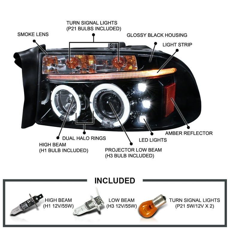 Spec-D Tuning LED Dual Halo Glossy Black Housing Smoke Lens