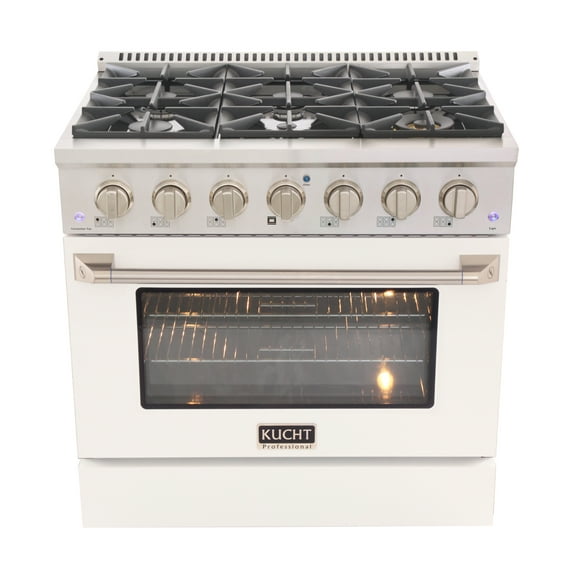 KUCHT Professional36 in. 5.2 cu. ft. Propane Gas Range with Convection Oven and White Door