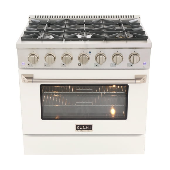 36 in. 5.2 cu. ft. Gas Range with Convection Oven and White Door