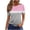Pink, variant on Maplenight Color Block T Shirts for Women Crew Neck Short Sleeve Casual Summer Tops Vacation Outfits Holiday Shirts
