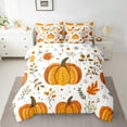 thumbnail image 2 of Manfei Orange Pumpkin Bedding Comforter Set 7pcs,Rustic Farmhouse Cabin Queen Bedding Sets,Thanksgiving Day Queen Sheet Sets,Lightweight Room Decoration Reversible, 2 of 7