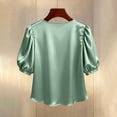 thumbnail image 4 of Paiwinds Women's Round Neck Short Sleeve Top Casual Solid Color Blouse Soft Polyester, 4 of 9