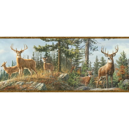 Brewster TLL48463B Ashmere Brown Whitetail Crest Border Wallpaper