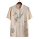 thumbnail image 1 of Tangs Suit Top Embroidery Dragon Solid Color Stand Collar Short Sleeve New Year Wear Super Soft Chinese Kung Fu Wing Chun Garment Shirt Men Clothing, 1 of 4