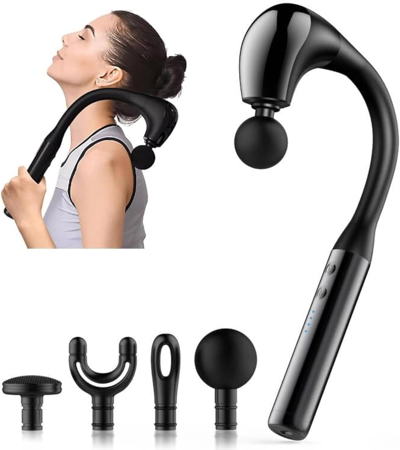 Massage Gun Deep Tissue with Extended Handle Revolutionary U-Shaped Back Massager Body Massager for Neck and Shoulder and Leg
