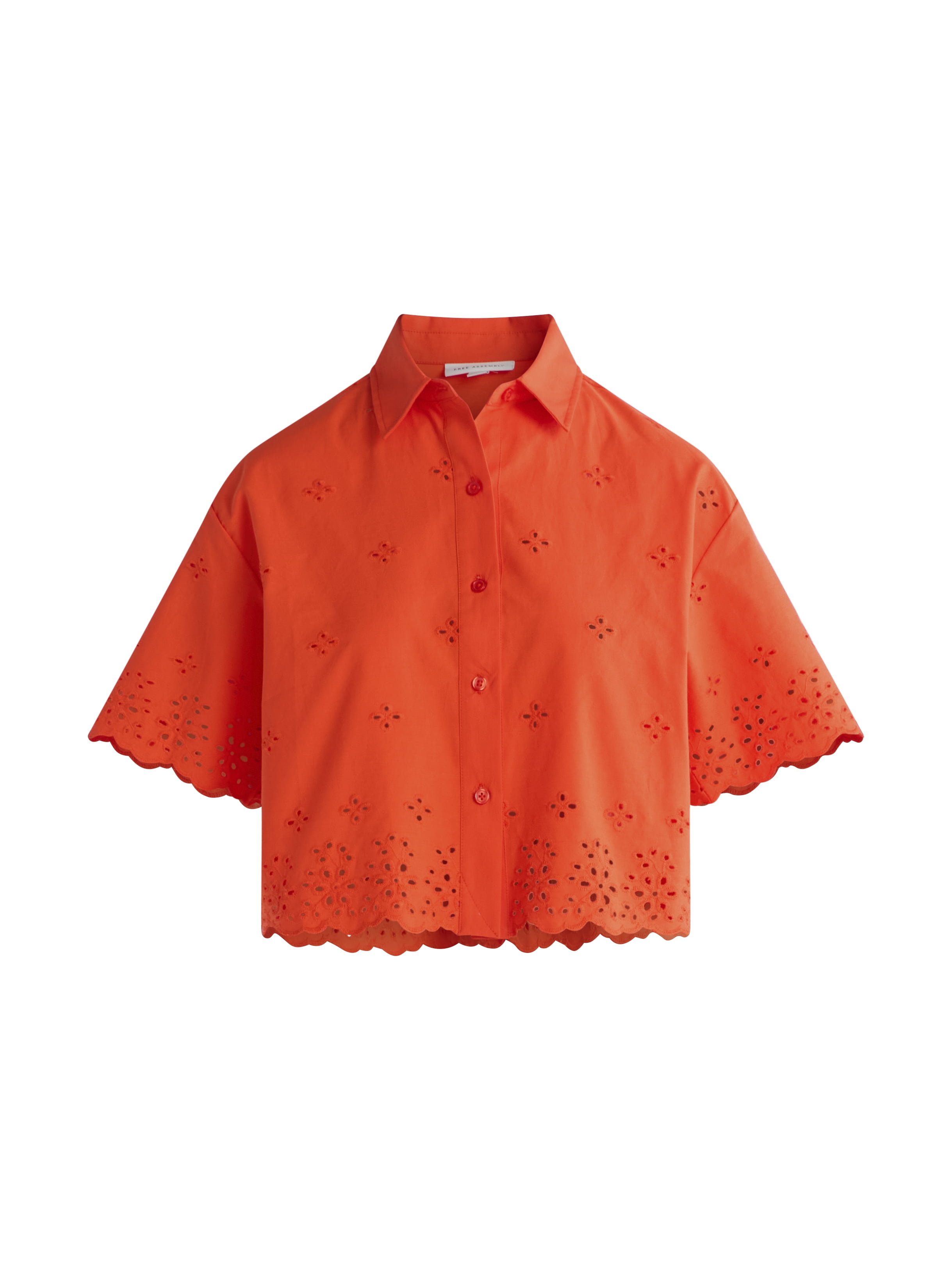 Free Assembly Women's and Women's Plus Cropped Cotton Eyelet Shirt, Sizes XS-4X