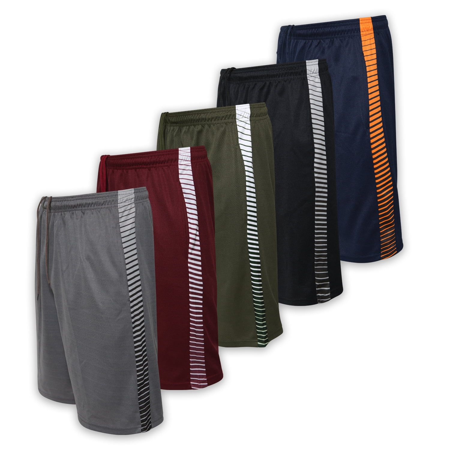 Real Essentials 5 Pack Men's Mesh Active Athletic Performance Shorts